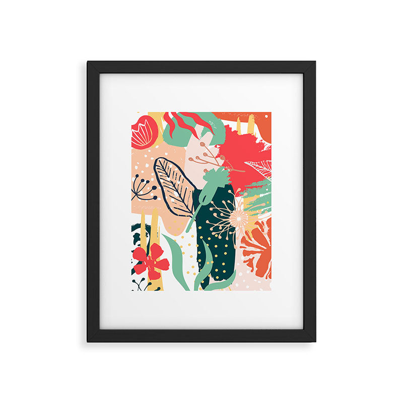 Summer Floral Prints, Abstract, Red and Green, Colourful Prints. Framed Art Print Gallery Image 6