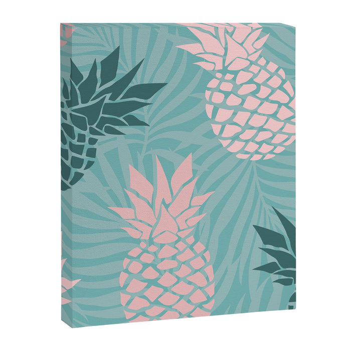 Summer, Pineapple Art, Pink, Turquoise, Teal Canvas Print Gallery Image 1