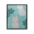 Summer, Pineapple Art, Pink, Turquoise, Teal Framed Canvas Print Gallery Image 8