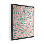 Summer, Tropical Green and Pink, Palm Leaves Pattern Framed Canvas Print Gallery Image 2
