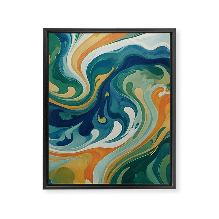 Tangerblue Waves Framed Canvas Print Gallery Image 1