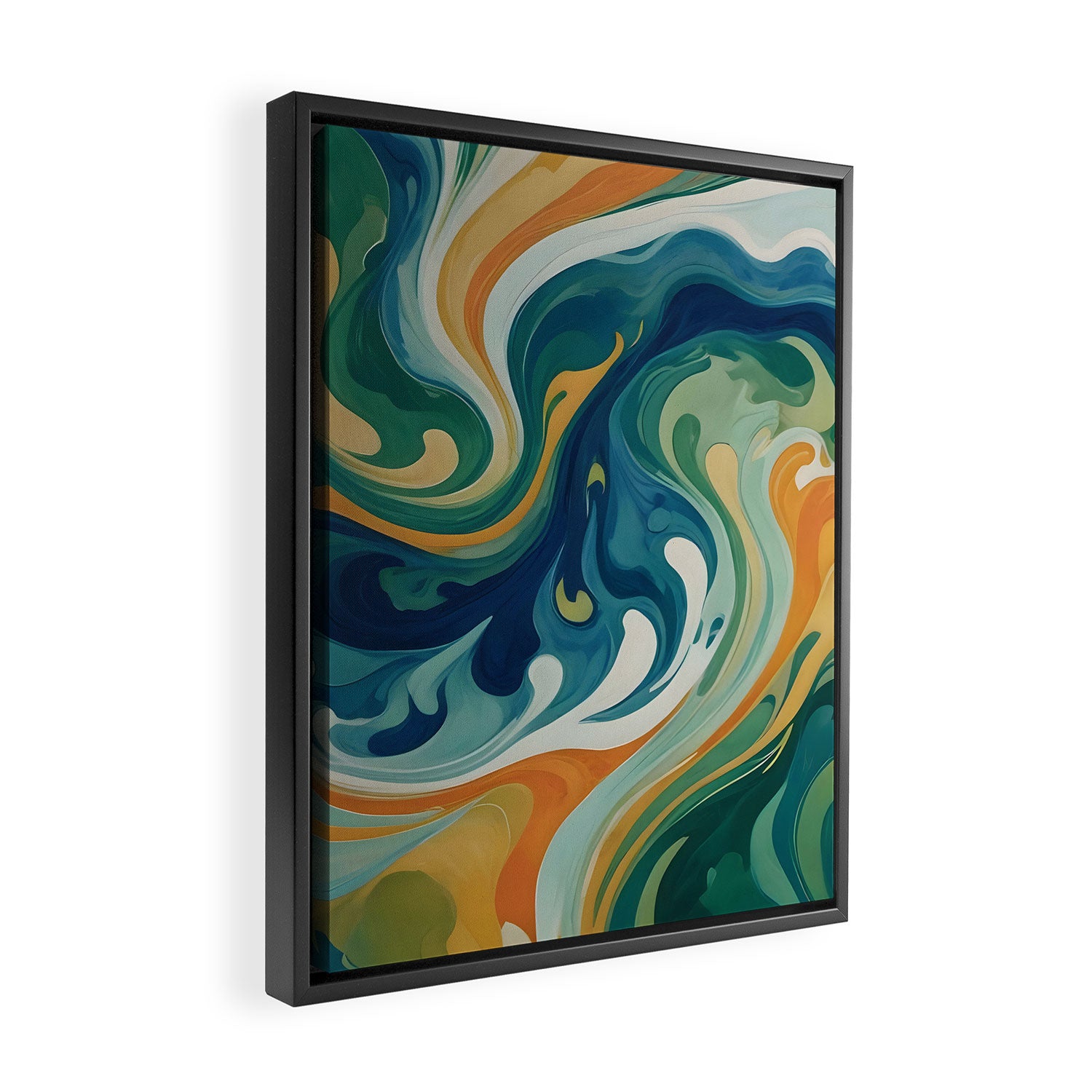 Tangerblue Waves Framed Canvas Print Gallery Image 2