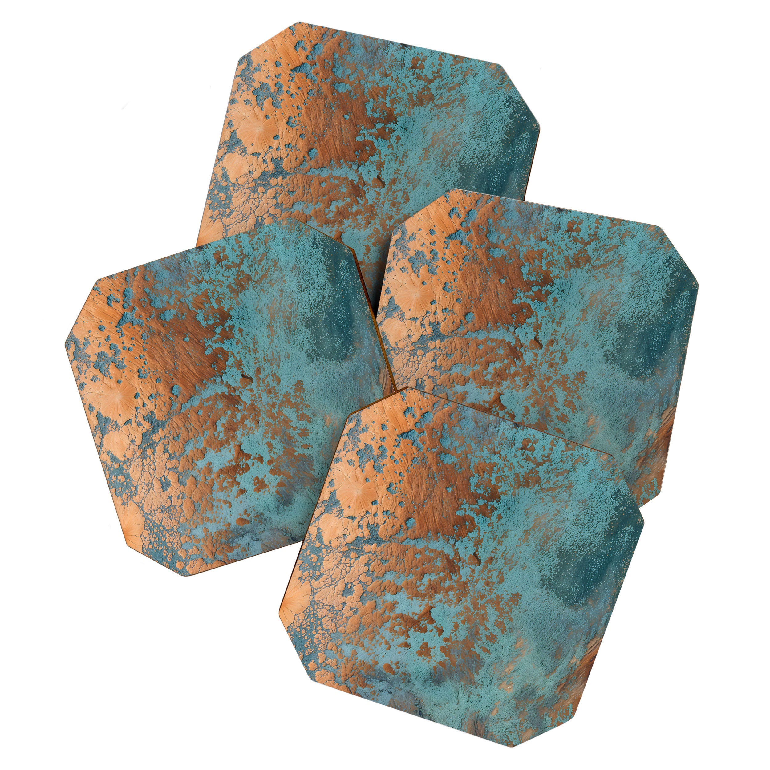 Tarnished in Teal and Copper Rust Coaster Gallery Image 1