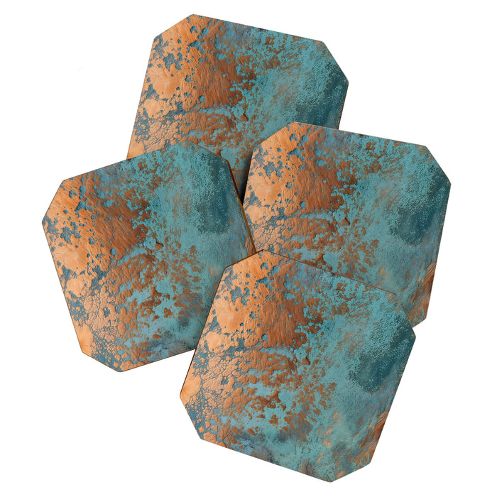Tarnished in Teal and Copper Rust Coaster Gallery Image 1