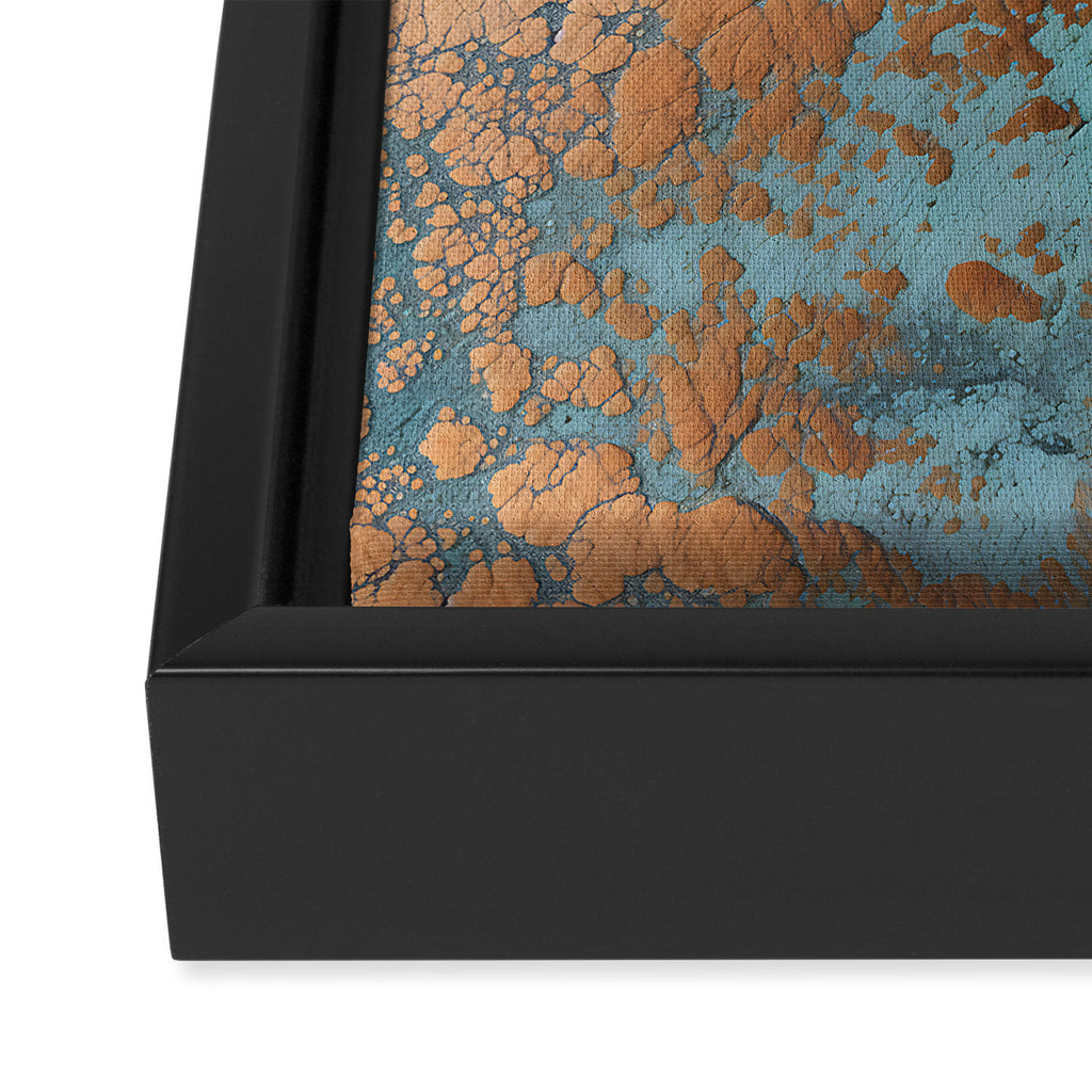 Tarnished in Teal and Copper Rust Framed Canvas Print Gallery Image 3