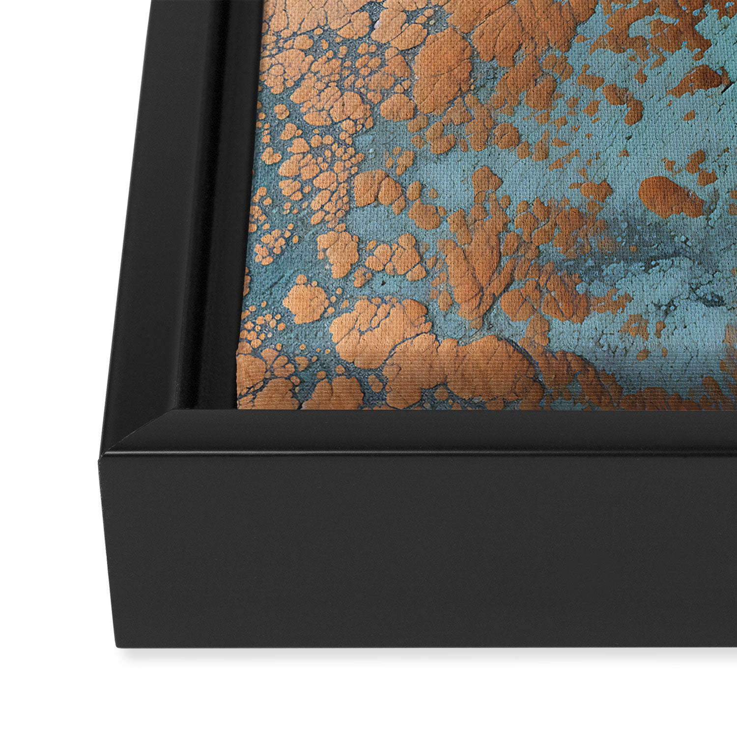 Tarnished in Teal and Copper Rust Framed Canvas Print Gallery Image 3