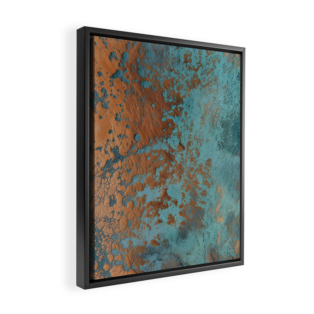 Tarnished in Teal and Copper Rust Framed Canvas Print Gallery Image 2