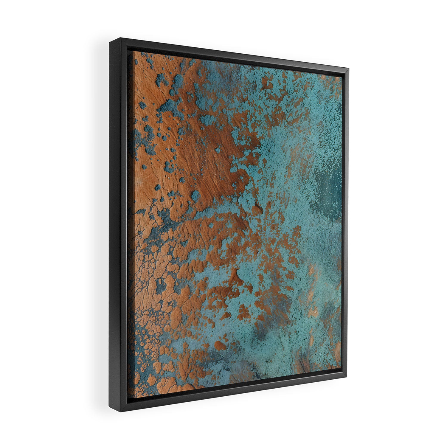 Tarnished in Teal and Copper Rust Framed Canvas Print Gallery Image 2