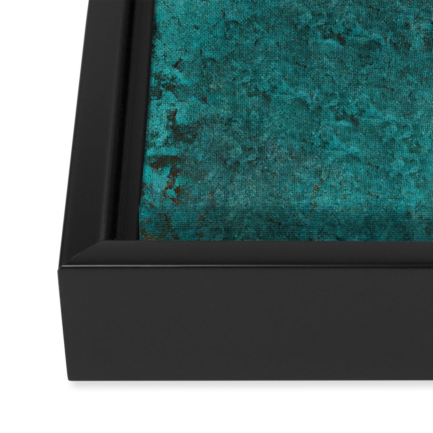 Teal and Copper Rust in Vintage Aesthetic Grunge Framed Canvas Print Gallery Image 3