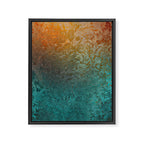 Teal and Copper Rust in Vintage Aesthetic Grunge Framed Canvas Print Gallery Image 8