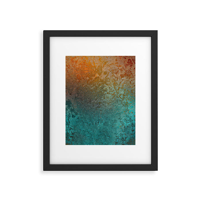 Teal and Copper Rust in Vintage Aesthetic Grunge Framed Art Print Gallery Image 1