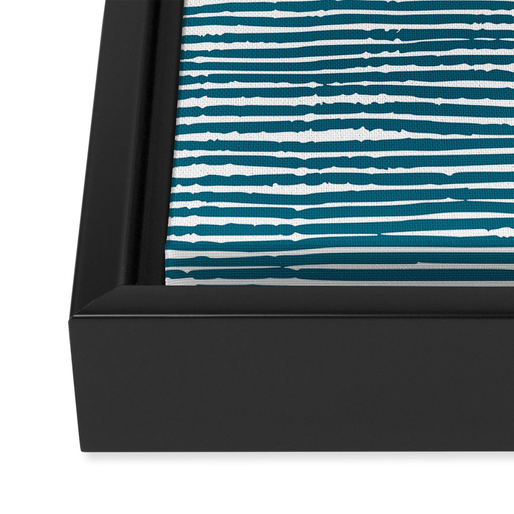 Teal Striped Abstract Pattern Framed Canvas Print Gallery Image 3