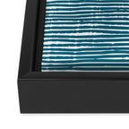 Teal Striped Abstract Pattern Framed Canvas Print Gallery Image 3