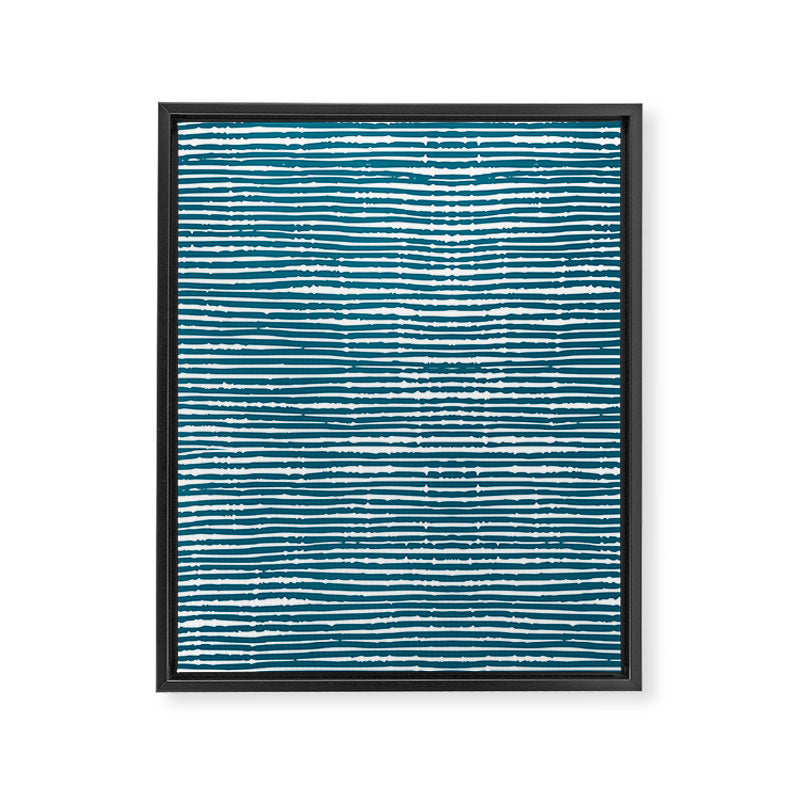 Teal Striped Abstract Pattern Framed Canvas Print Gallery Image 8