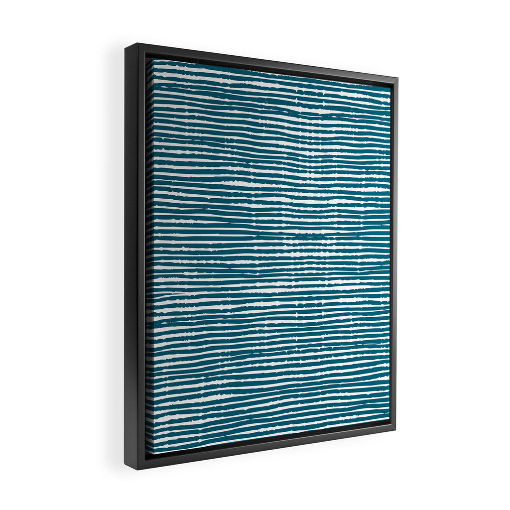 Teal Striped Abstract Pattern Framed Canvas Print Gallery Image 2