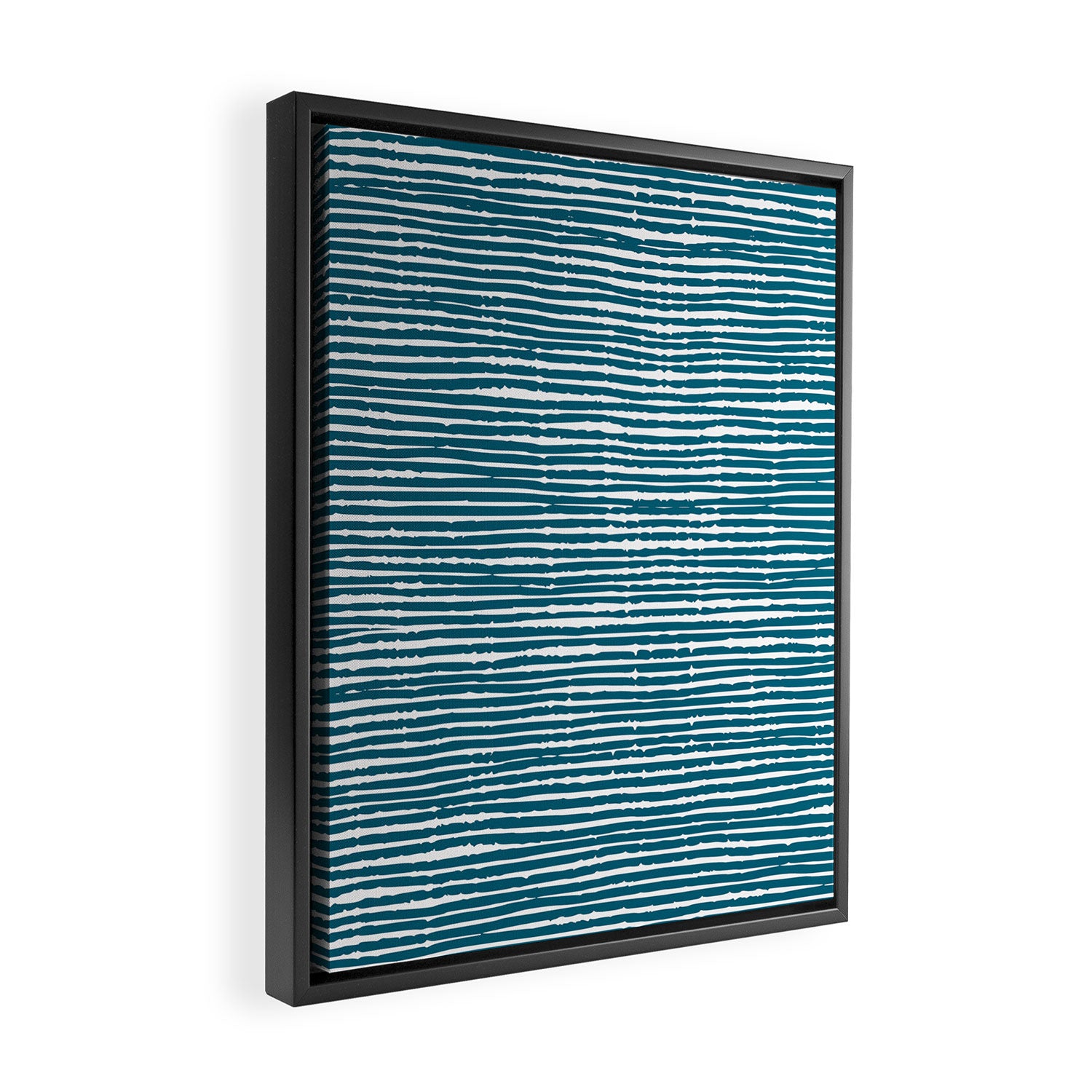 Teal Striped Abstract Pattern Framed Canvas Print Gallery Image 2