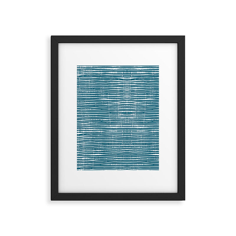 Teal Striped Abstract Pattern Framed Art Print Gallery Image 6