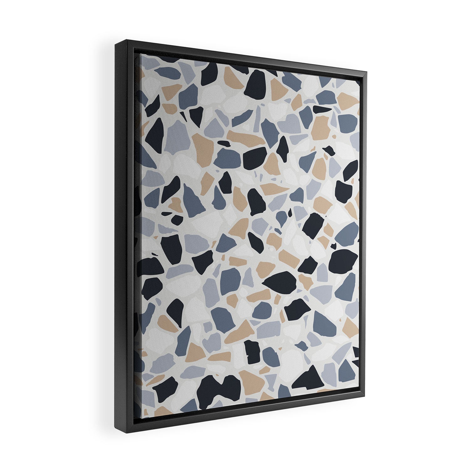 Terrazzo Mosaic Pattern, Gray and Neutral Framed Canvas Print Gallery Image 2