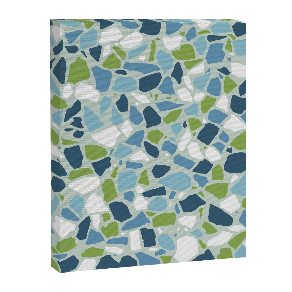 Terrazzo Mosaic Pattern, Teal Blue, Green, White Canvas Print Gallery Image 8