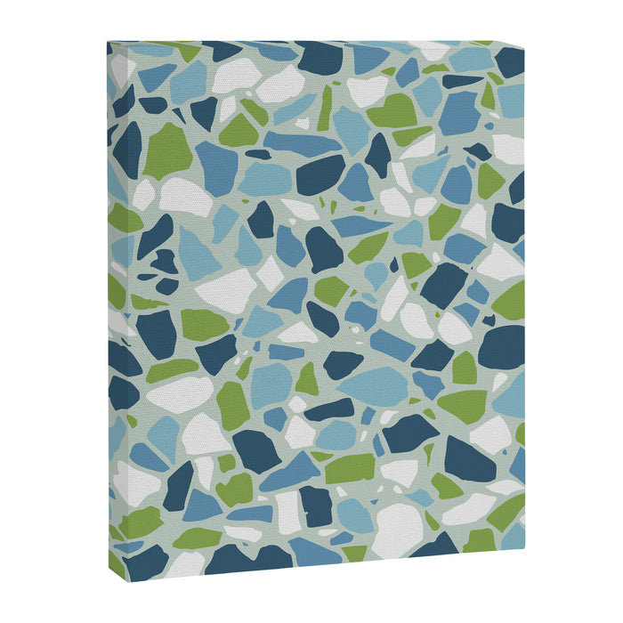 Terrazzo Mosaic Pattern, Teal Blue, Green, White Canvas Print Gallery Image 1