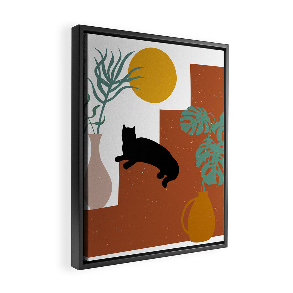 The Cat and The Sun II Framed Canvas Print Gallery Image 2