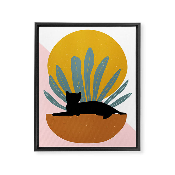 The Cat and The Sun III Framed Canvas Print Gallery Image 1