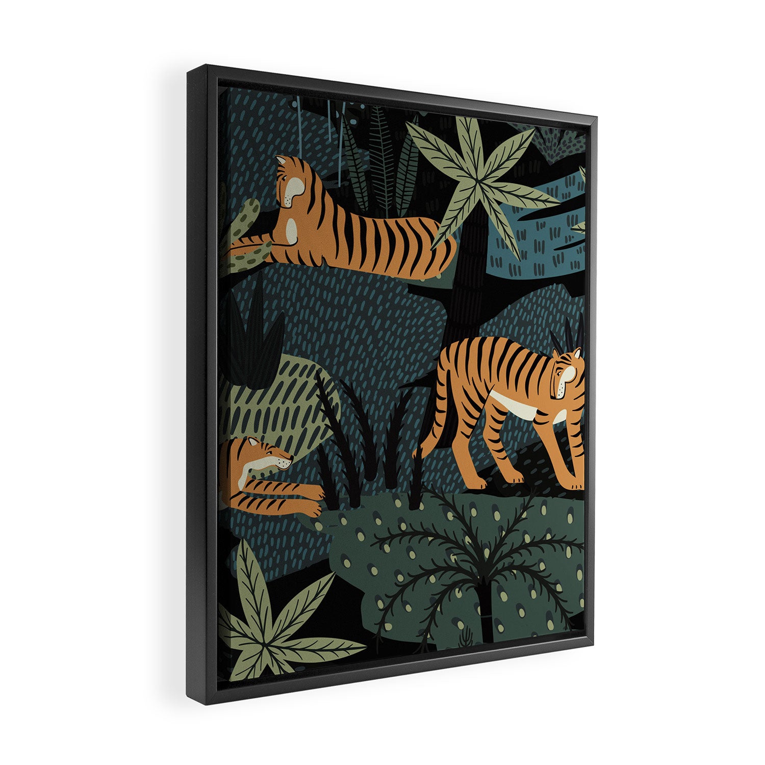 Tiger Jungle Framed Canvas Print Gallery Image 2