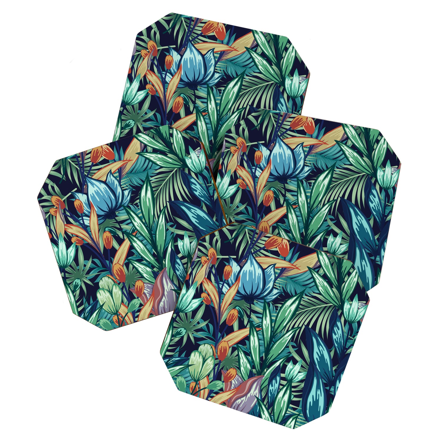 Tropical Jungle Colorful Garden, Floral Prints Coaster Gallery Image 1