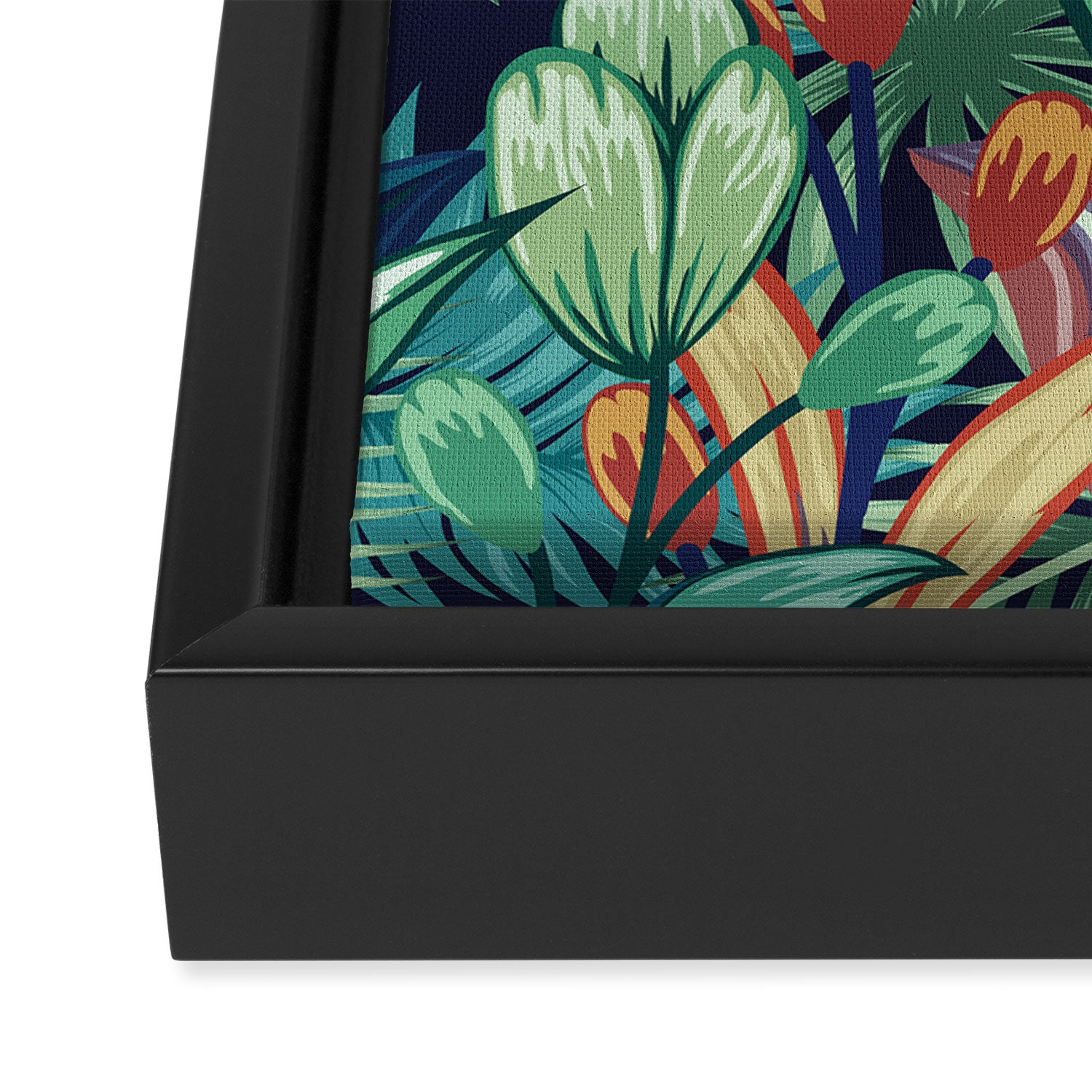 Tropical Jungle Colorful Garden, Floral Prints Framed Canvas Print Gallery Image 3
