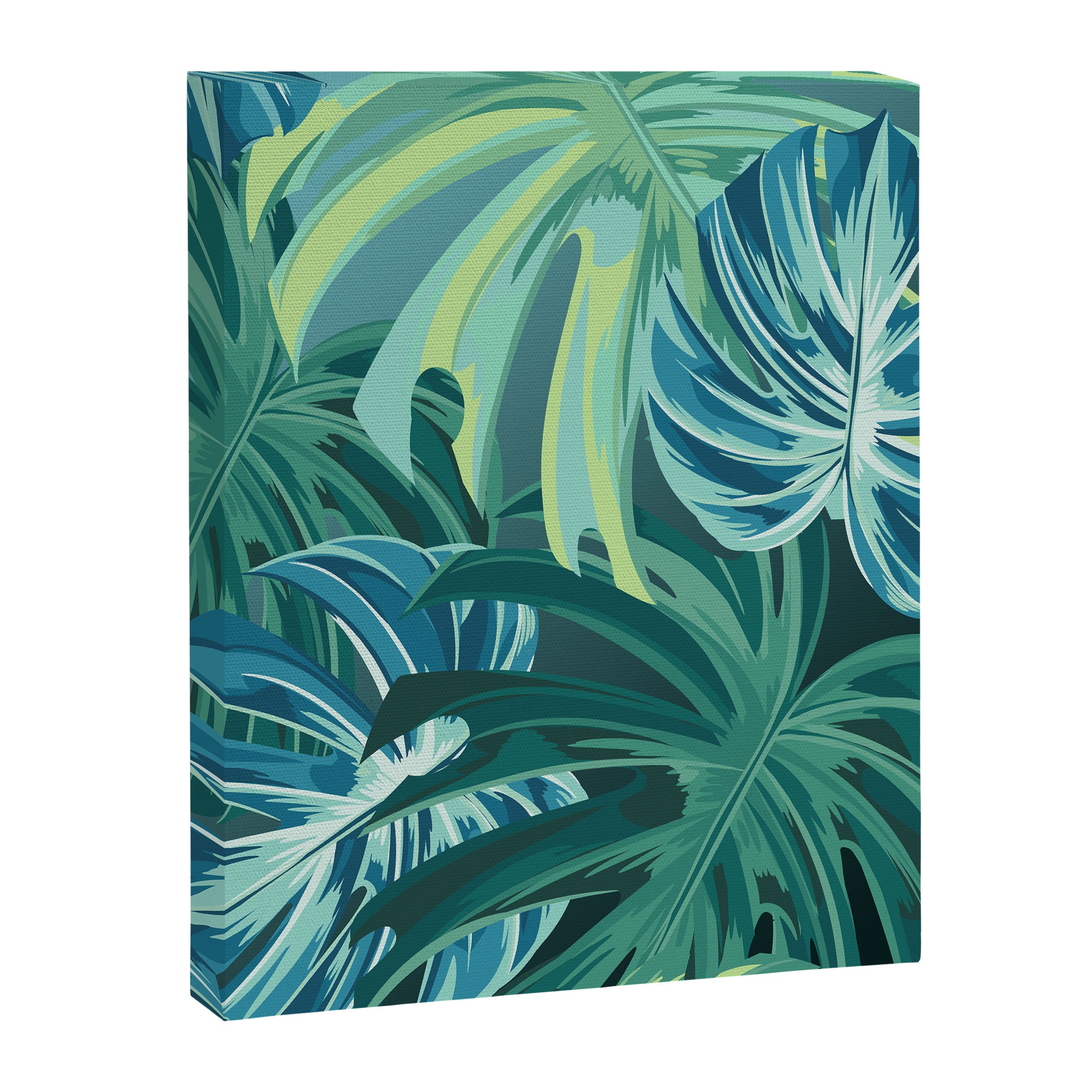 Tropical Monstera Palm Leaves on Teal Canvas Print Gallery Image 8
