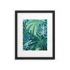 Tropical Monstera Palm Leaves on Teal Framed Art Print Gallery Image 6