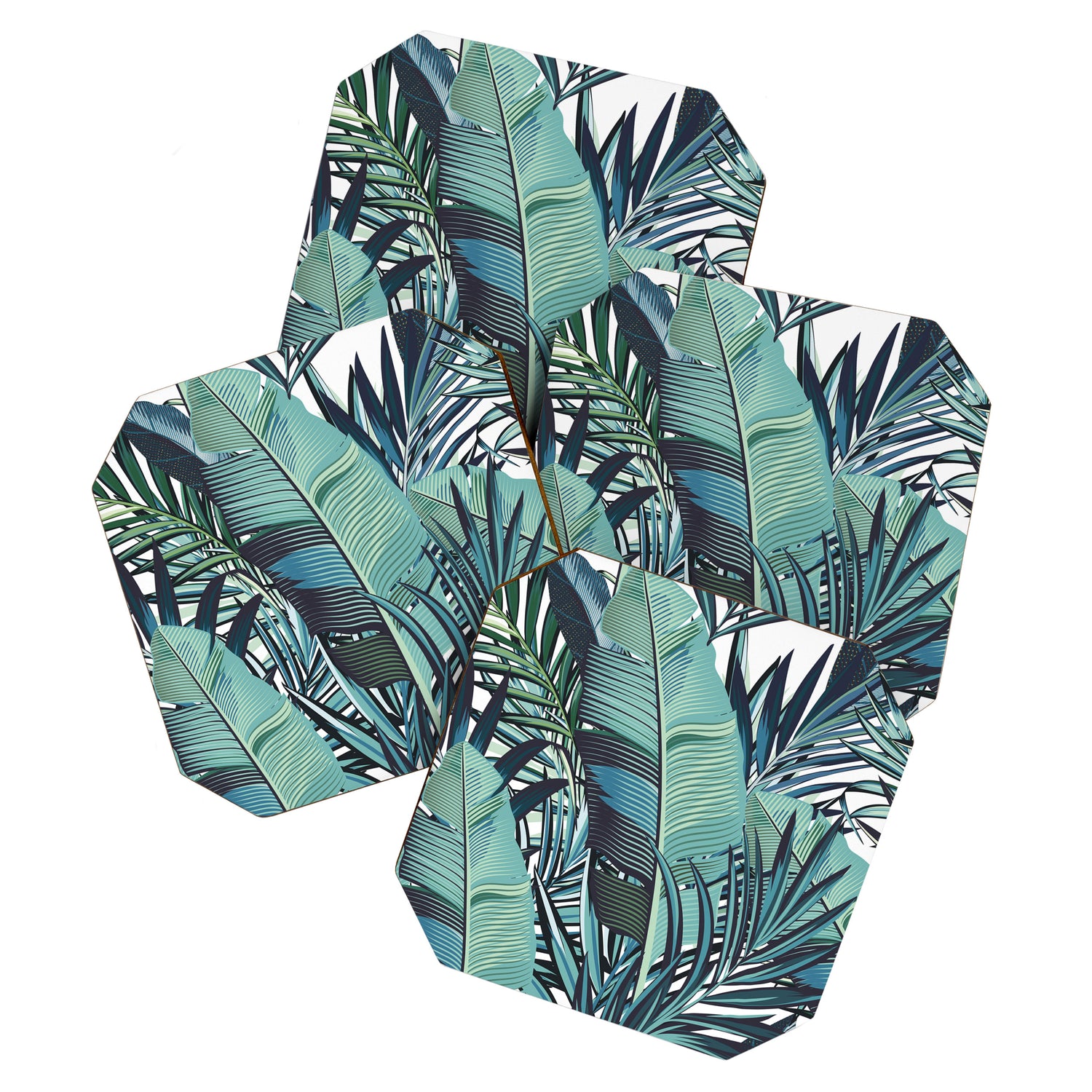 Tropical, Palm Trees, Green and Blue, Abstract Coaster Gallery Image 1