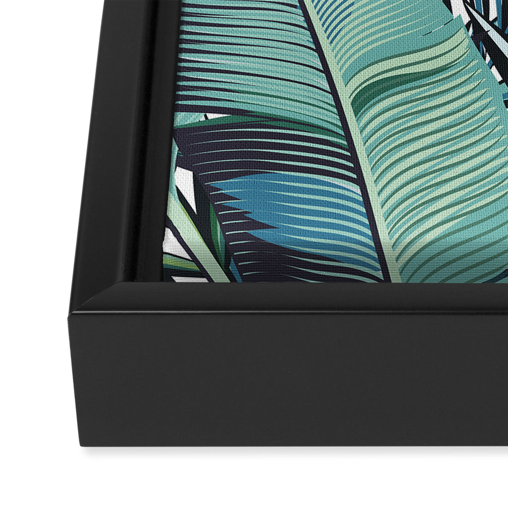 Tropical, Palm Trees, Green and Blue, Abstract Framed Canvas Print Gallery Image 3