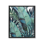 Tropical, Palm Trees, Green and Blue, Abstract Framed Canvas Print Gallery Image 8