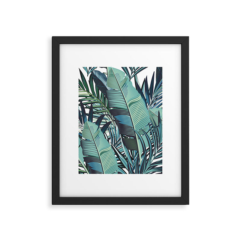Tropical, Palm Trees, Green and Blue, Abstract Framed Art Print Gallery Image 6