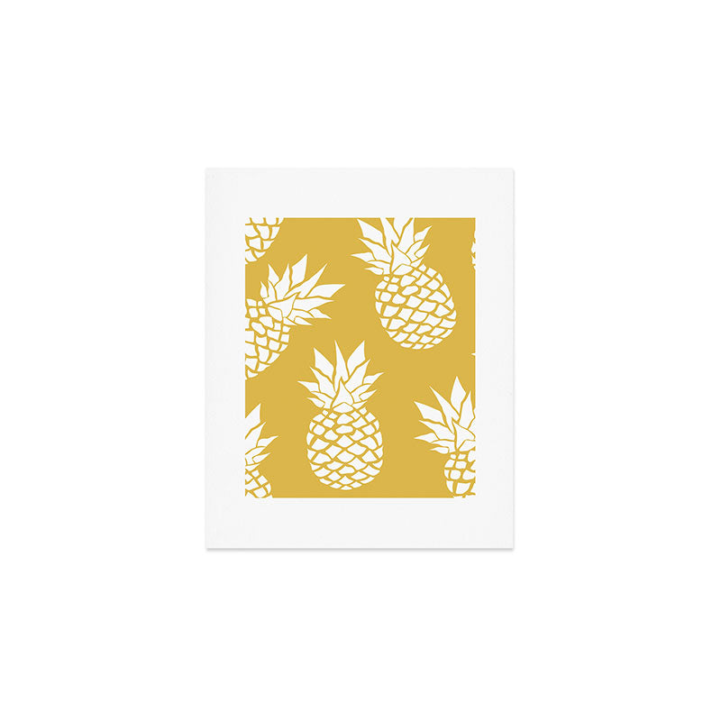 Tropical, Pineapples, Navy Blue ad White Art Print Gallery Image 1