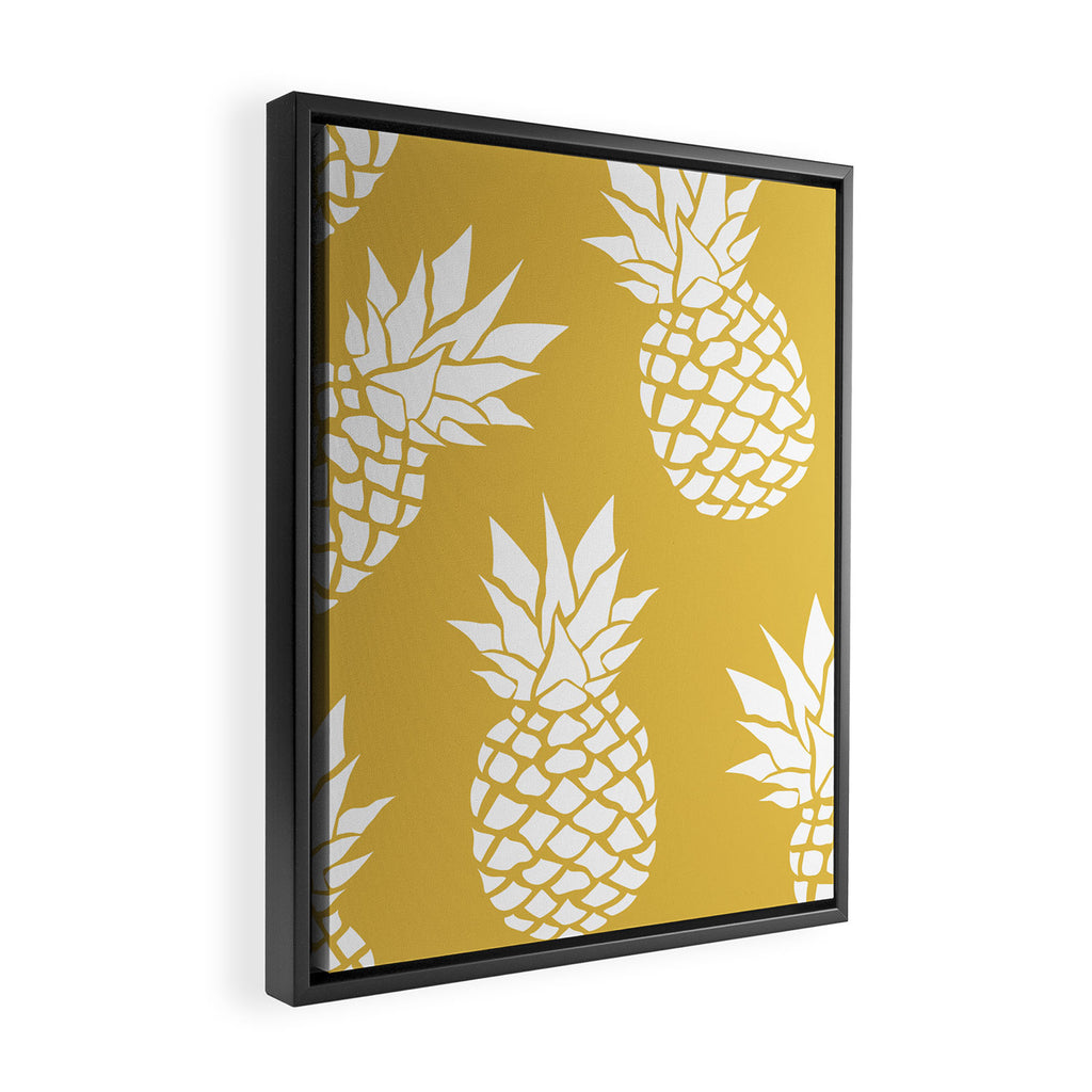 Tropical, Pineapples, Navy Blue ad White Framed Canvas Print Gallery Image 2