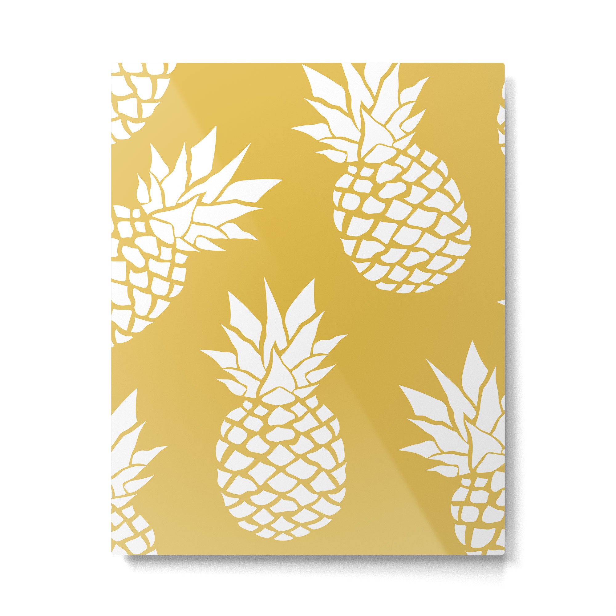 Tropical, Pineapples, Navy Blue ad White Metal Print Gallery Image 6