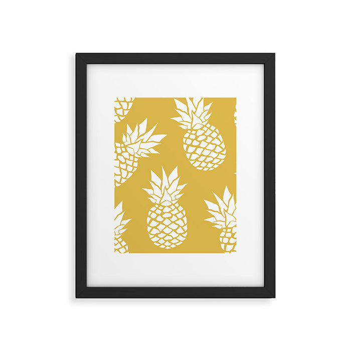 Tropical, Pineapples, Navy Blue ad White Framed Art Print Gallery Image 1
