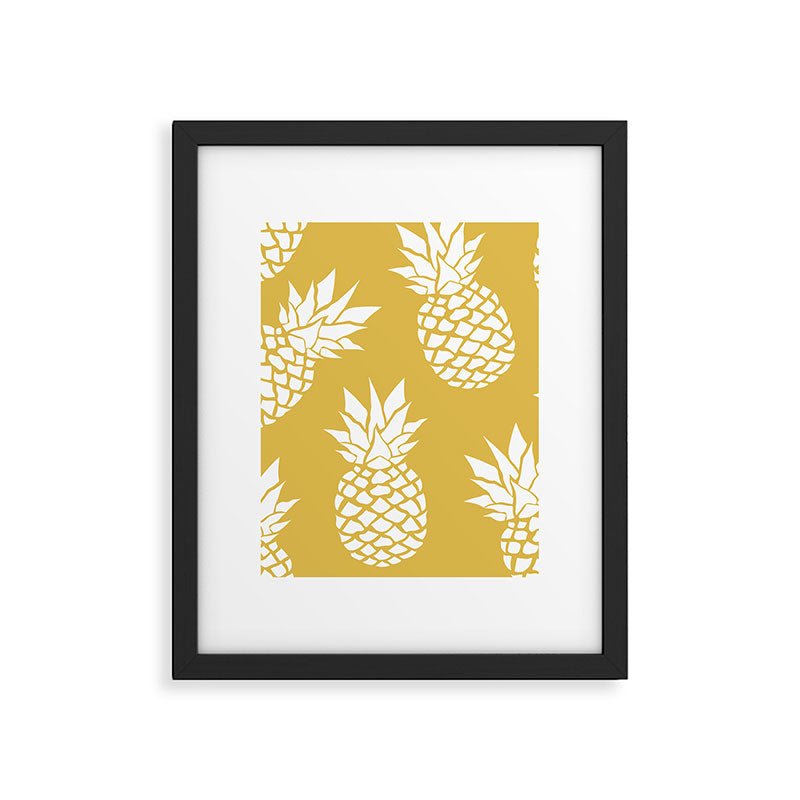 Tropical, Pineapples, Navy Blue ad White Framed Art Print Gallery Image 6