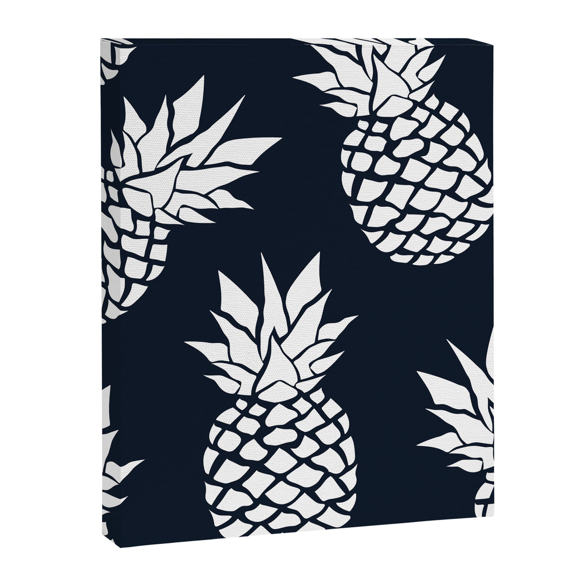Tropical, Pineapples, Navy Blue ad White Canvas Print Gallery Image 8