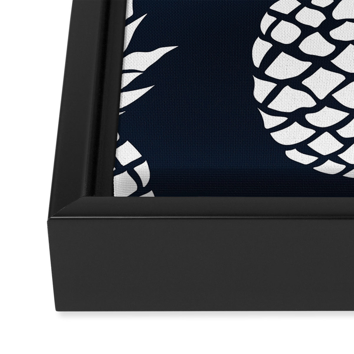 Tropical, Pineapples, Navy Blue ad White Framed Canvas Print Gallery Image 3