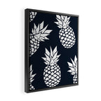 Tropical, Pineapples, Navy Blue ad White Framed Canvas Print Gallery Image 2