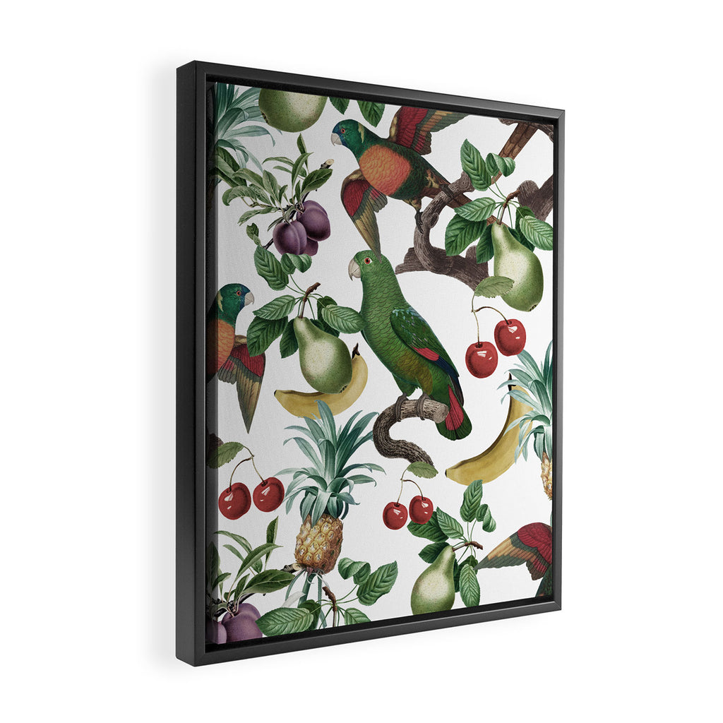 Tropical Vintage Floral and Fauna Framed Canvas Print Gallery Image 2