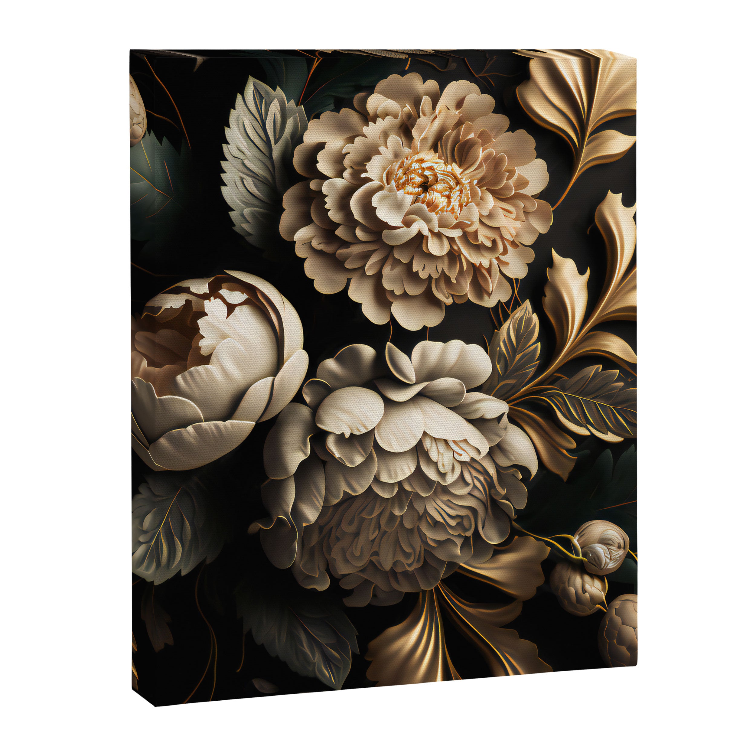Victorian Cameo and Dark Floral Print Canvas Print Gallery Image 8
