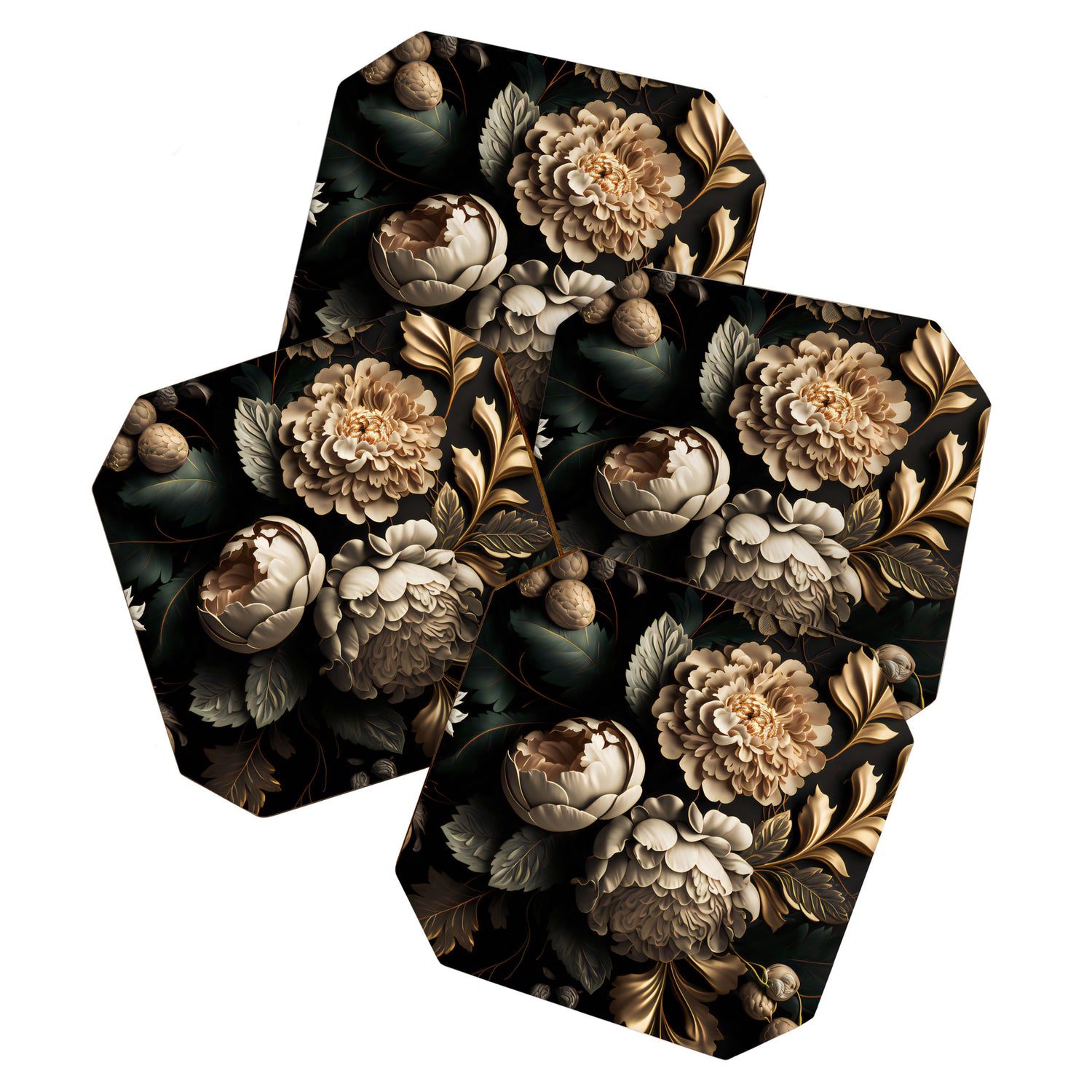 Victorian Cameo and Dark Floral Print Coaster Gallery Image 1