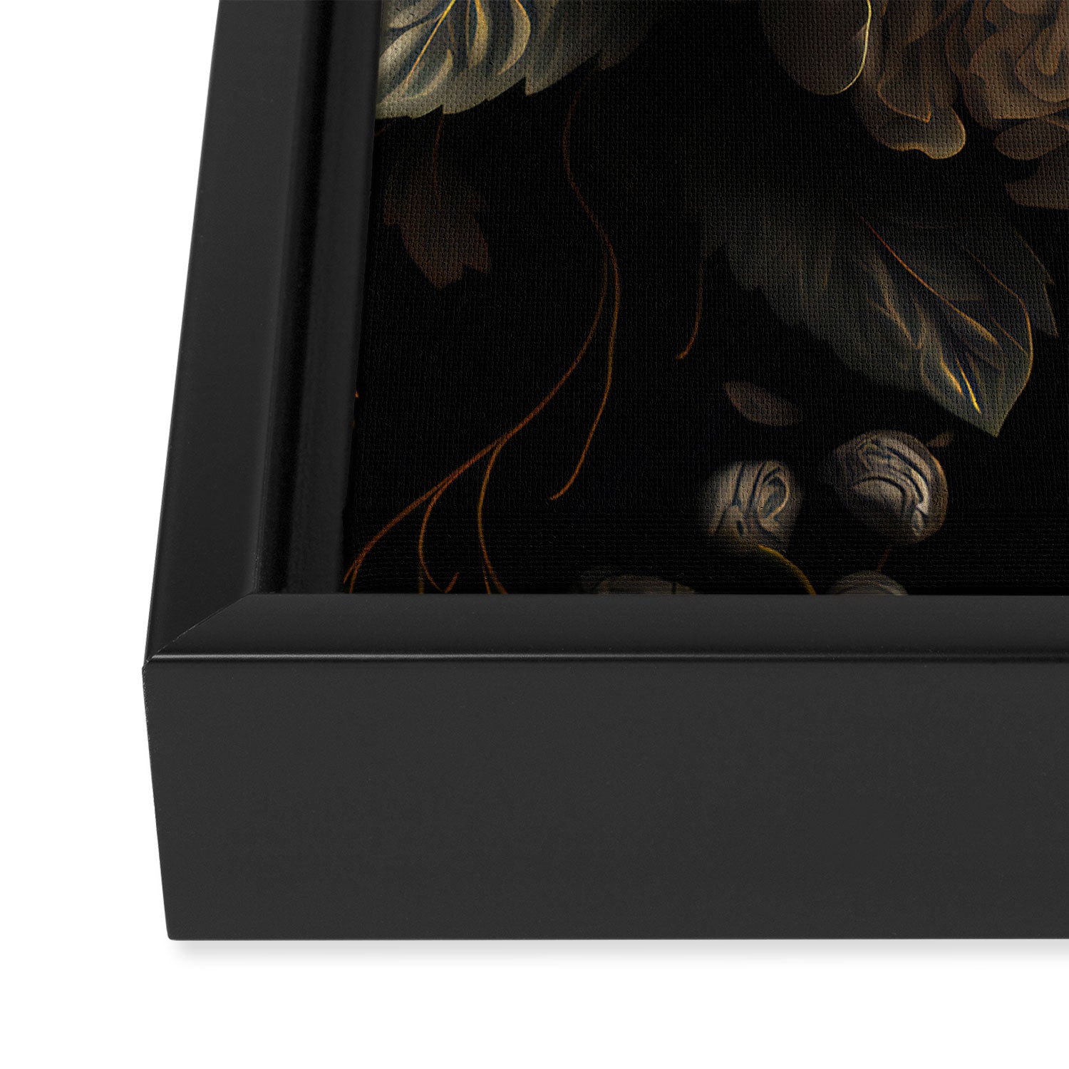 Victorian Cameo and Dark Floral Print Framed Canvas Print Gallery Image 3