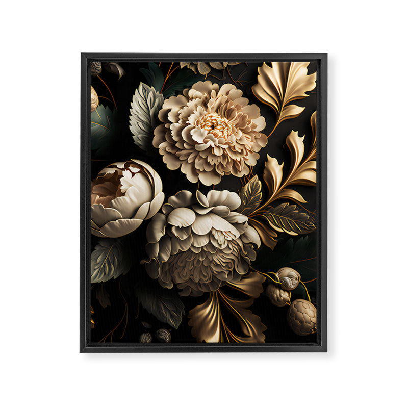 Victorian Cameo and Dark Floral Print Framed Canvas Print Gallery Image 8