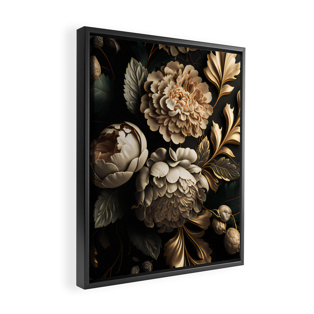 Victorian Cameo and Dark Floral Print Framed Canvas Print Gallery Image 2