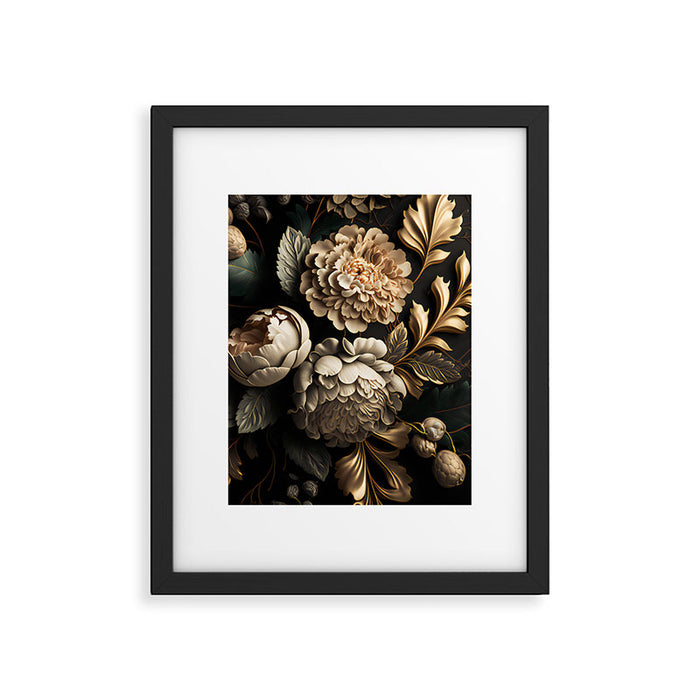 Victorian Cameo and Dark Floral Print Framed Art Print Gallery Image 1